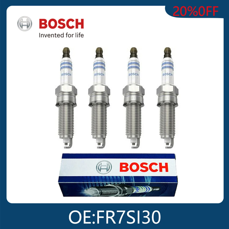 

BOSCH Genuine 4pcs Ignition 0242236627 FR7SI30 Double Iridium Spark Plugs For 2014-2019 Mitsubishi Mirage Auto Replacement Parts
