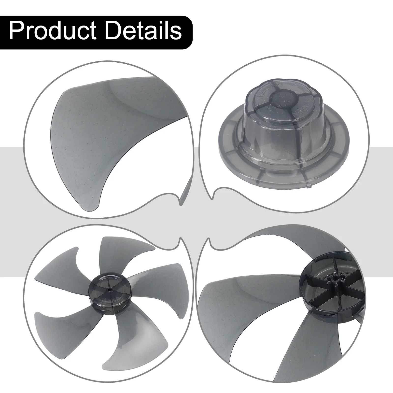 1x Large Wind Fan Blade 14 Inch Household Plastic Five Leaves With Nut Cover for Pedestal Table Wall