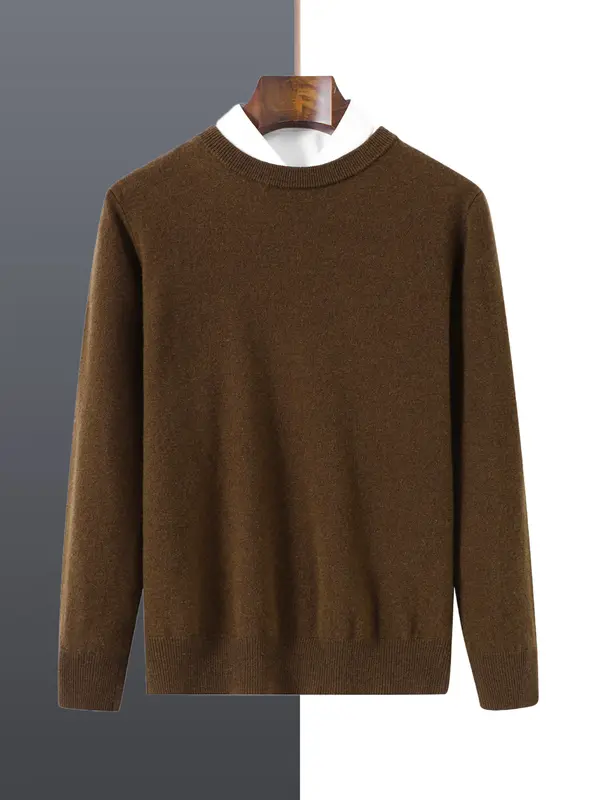 Basic 100% Merino Wool Men's Sweater Autumn Winter Male Knitted Pullover Long Sleeve Clothing Tops Cashmere Blouse O-Neck Fleece - Image 5