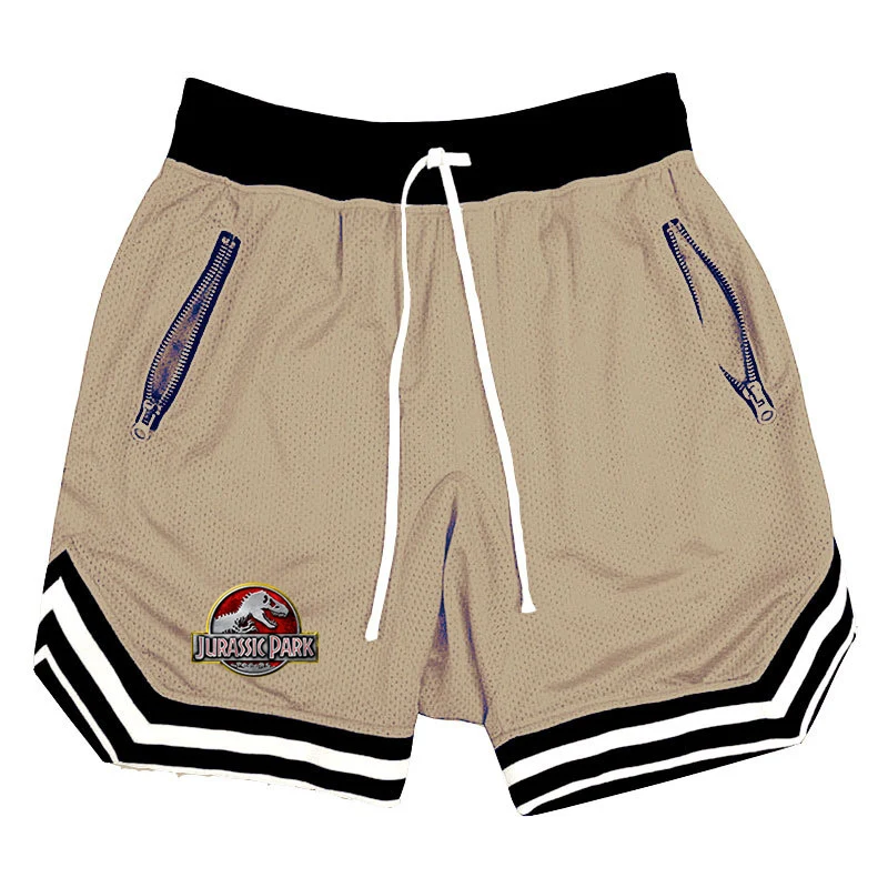 2023 Shorts Men Summer New Jurassic Park Elastic Waist Casual Basketball Sports Beach Outdoor Fashion Letter Printing Pants
