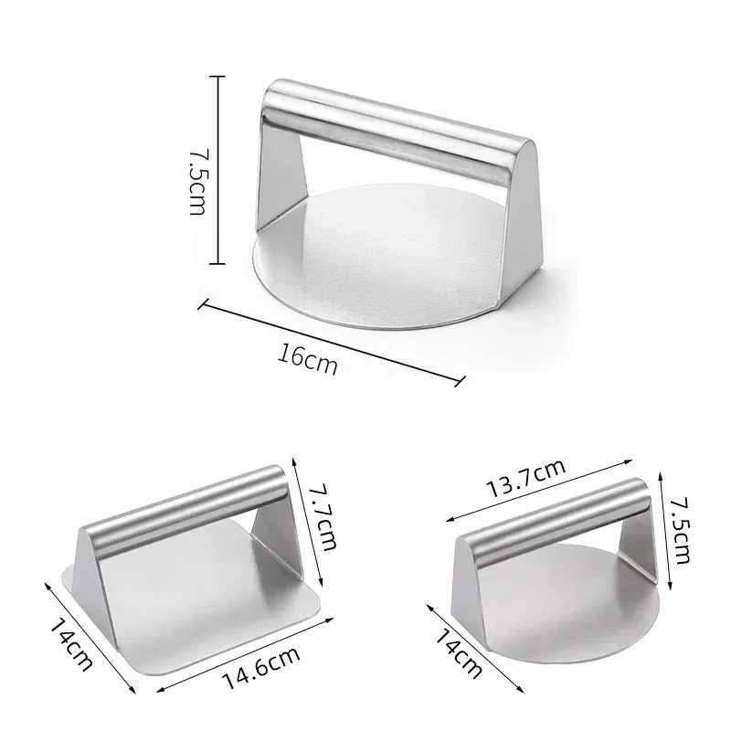 Stainless Steel Smash Burger Press Hamburger Patties Meat Masher Circular Meat Press Mold for Deli Meats Kitchen Accessories