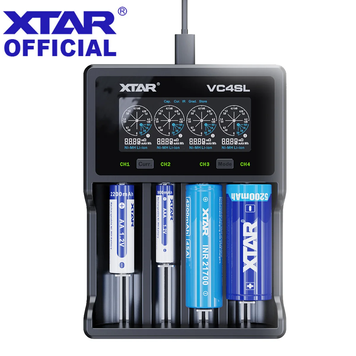 XTAR Smart USB C 18650 Battey Charger QC3.0 Fast Charge Rechargeable LI-ion Battery 18700 20700 26650 21700 AAA AA Charger VC4SL charger adapter,battery charger,fast charger,battery charger adapter