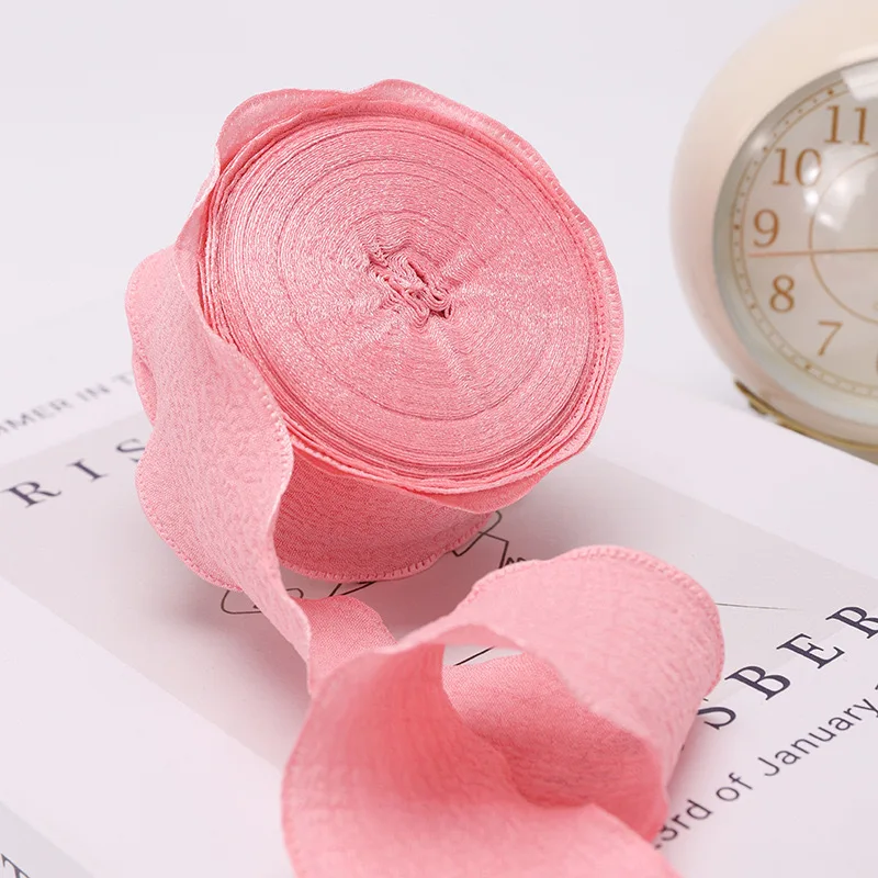 10 Meters Handmade Frayed Edged Chiffon Silk Ribbons DIY Wedding Invitation Wrapping Bouquets Gift Packaging Party Decorations