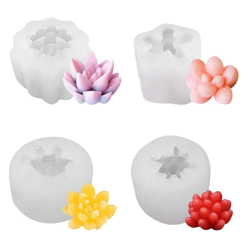 

4 Pcs Candle Silicone Molds,Succulent Plants Mould Resin Casting Molds for Making DIY Candle Soap and Epoxy Resin Crafts