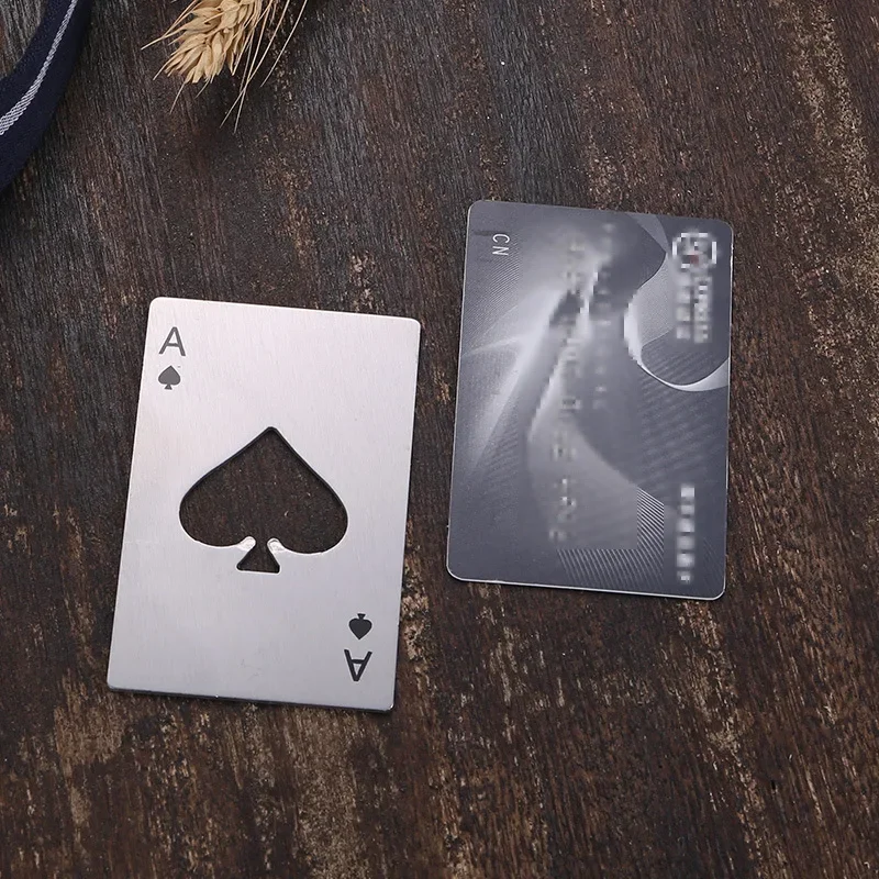 신용 카드 크리 에이 티브 포커 맥주 병따개 병따개 맞춤형 콘텐츠 스테인레스 스틸 맥주 드라이버