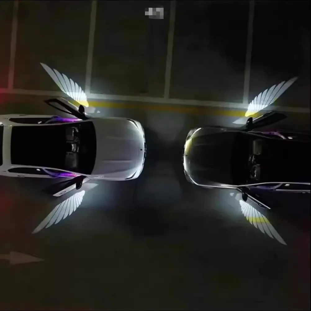 

2Pcs Universal Angel Wing Rearview Mirror Light Fashion Welcome Door Carpet Projection Lamp Auto Exterior Decoration Accessories