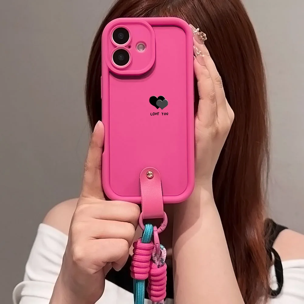 Phone Case With Wrist Chain And Heart Design For Redmi Series_voghion.com