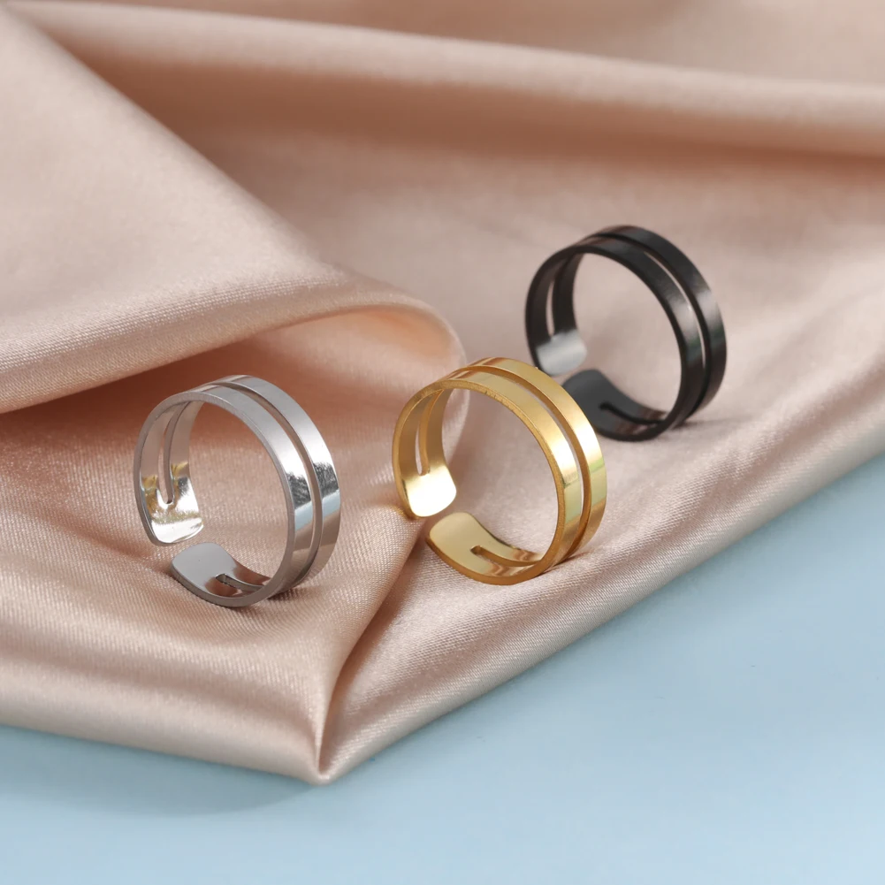 

Unift Stainless Steel Simple Geometric Ring Men Women Adjustable Finger Rings Trendy Couple Minimalist Jewelry Accessories Gift