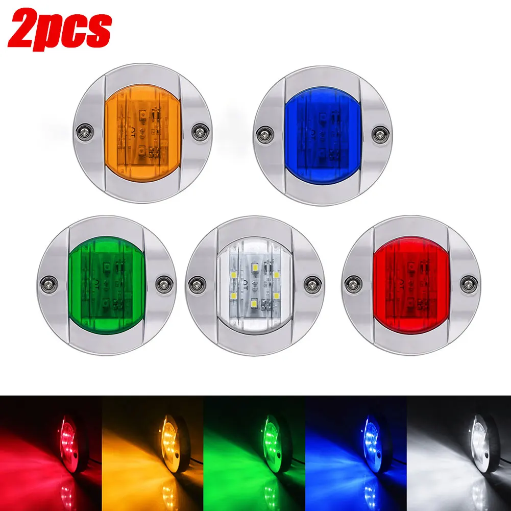 Nuovo 2Pcs Marine Boat Transom Led Stern Light Dc 12V Round Stainless Steel Cold White Led Fanale Posteriore Accessori Per Yacht Impermeabile