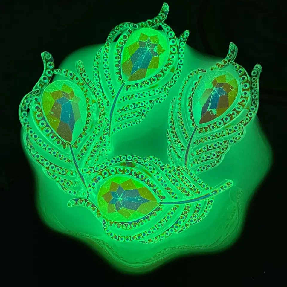 手作りの3D光沢のある樹脂製の昆虫,大きな孔雀の羽,ラインストーン,DIY