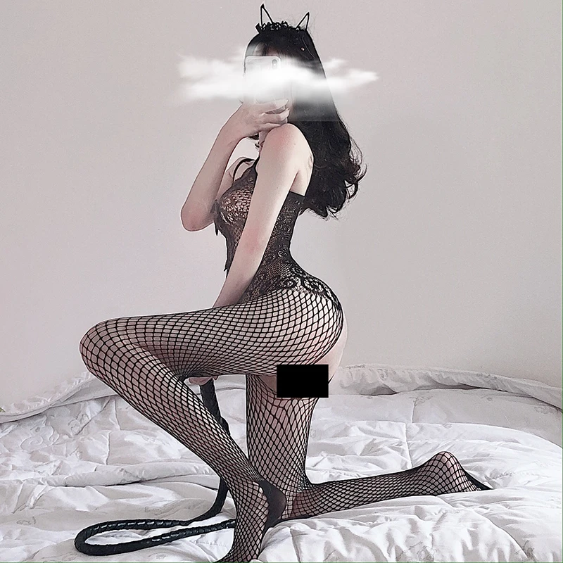 Fishnet Bodysuit Erotic Catsuit Women Transparent Open Crotch Sex Clothes See Through Body Stockings Mesh Lingerie