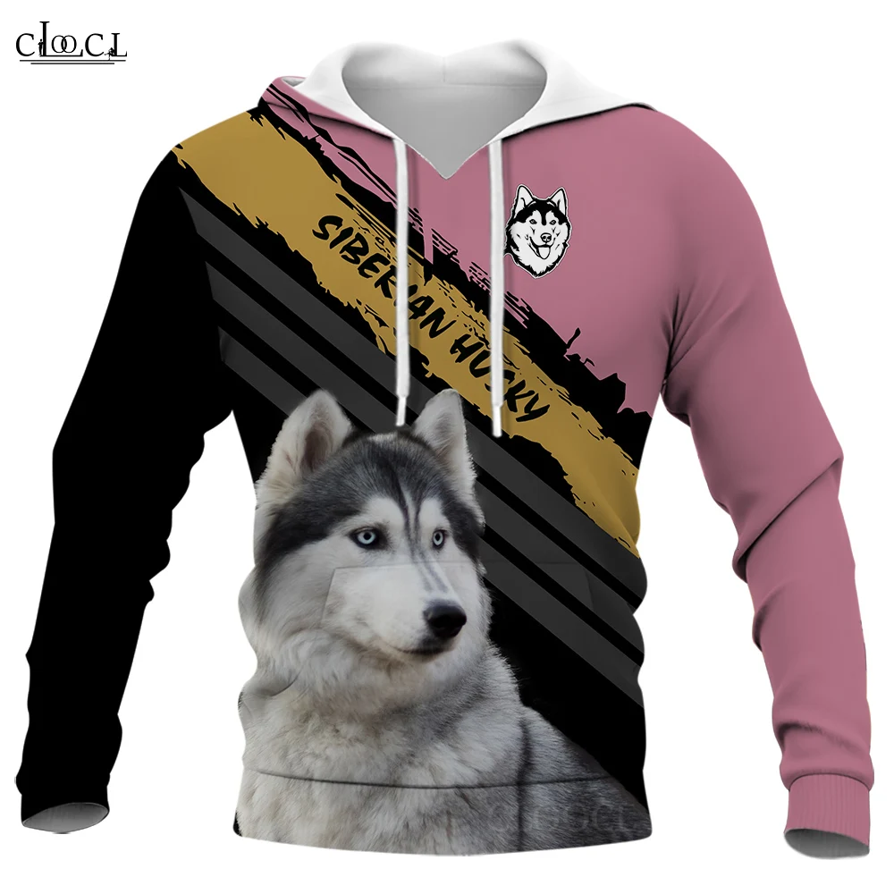 CLOOCL Men Hoodie Huskies Dog 3D Printed Animal Hooded Sweatshirt Women Streetwear Pullover Male Jacket Teenage Clothing