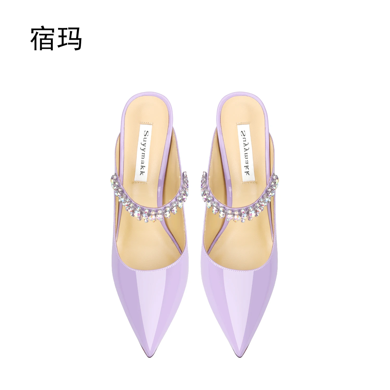 Genuine Leather Casual Slippers 2023 Women High Heels Shoes Brand Fashion Crystal Pumps Pointed Toe Sexy Party Ladies Shoes 6cm