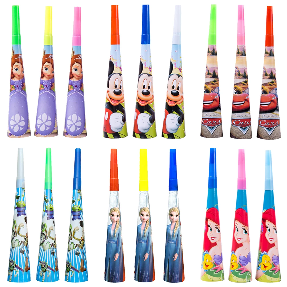 

Disney Tinker Bell Toy Story Frozen The Little Mermaid Mickey Mouse Princess Birthday Horn Party Decoration Supplies Girl Gift