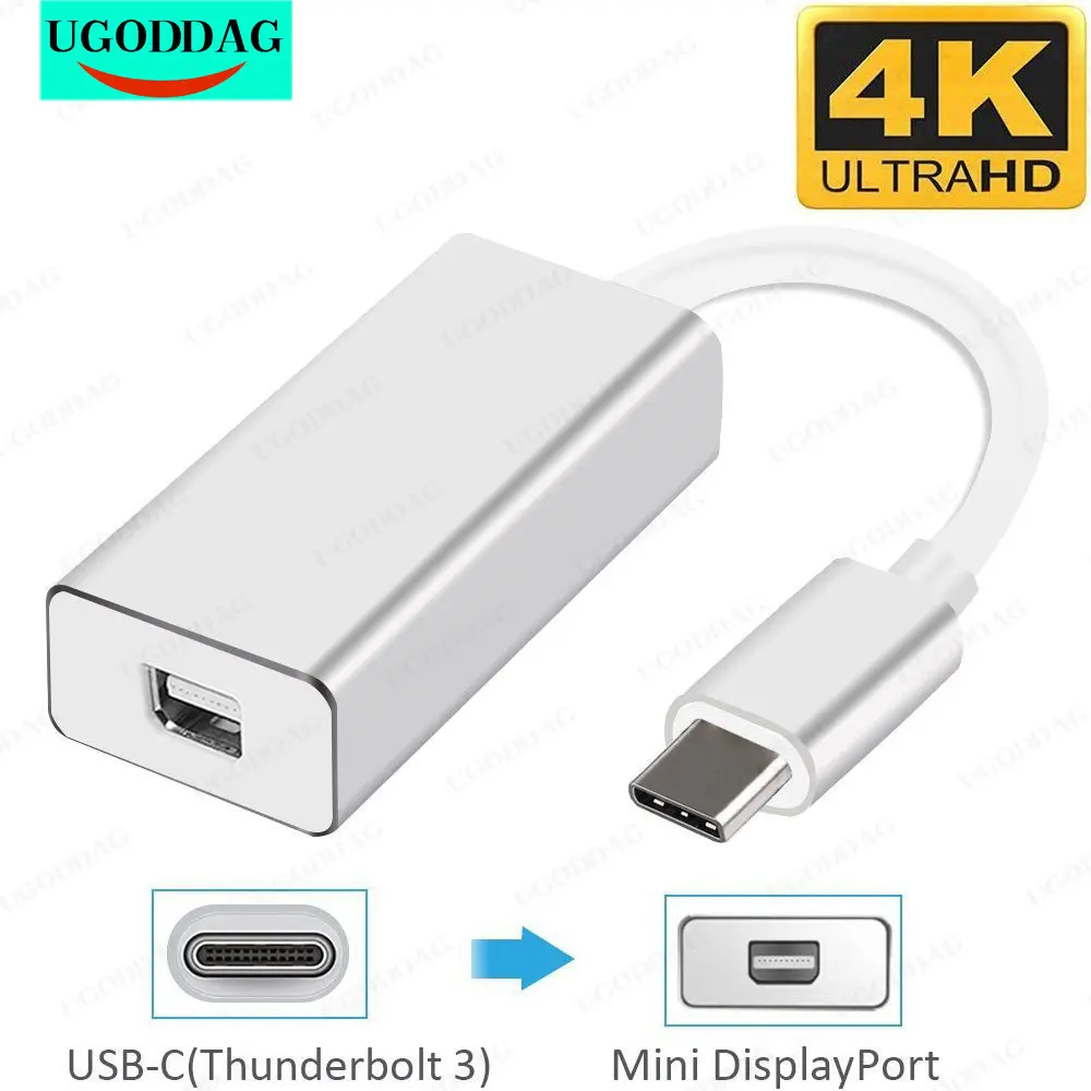 Usb c para Mini Display Port Adapter Thunderbolt para Mini dp Conversor para Macbook Pro 4k dp 60hz Usb 3.1 tipo c