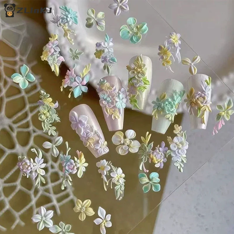 ▶ 1Pcs 꽃 장미 튤립 네일 실리콘 릴리프 네일 아트 몰드 네일 살롱 매니큐어 도구 DIY 네일 장식