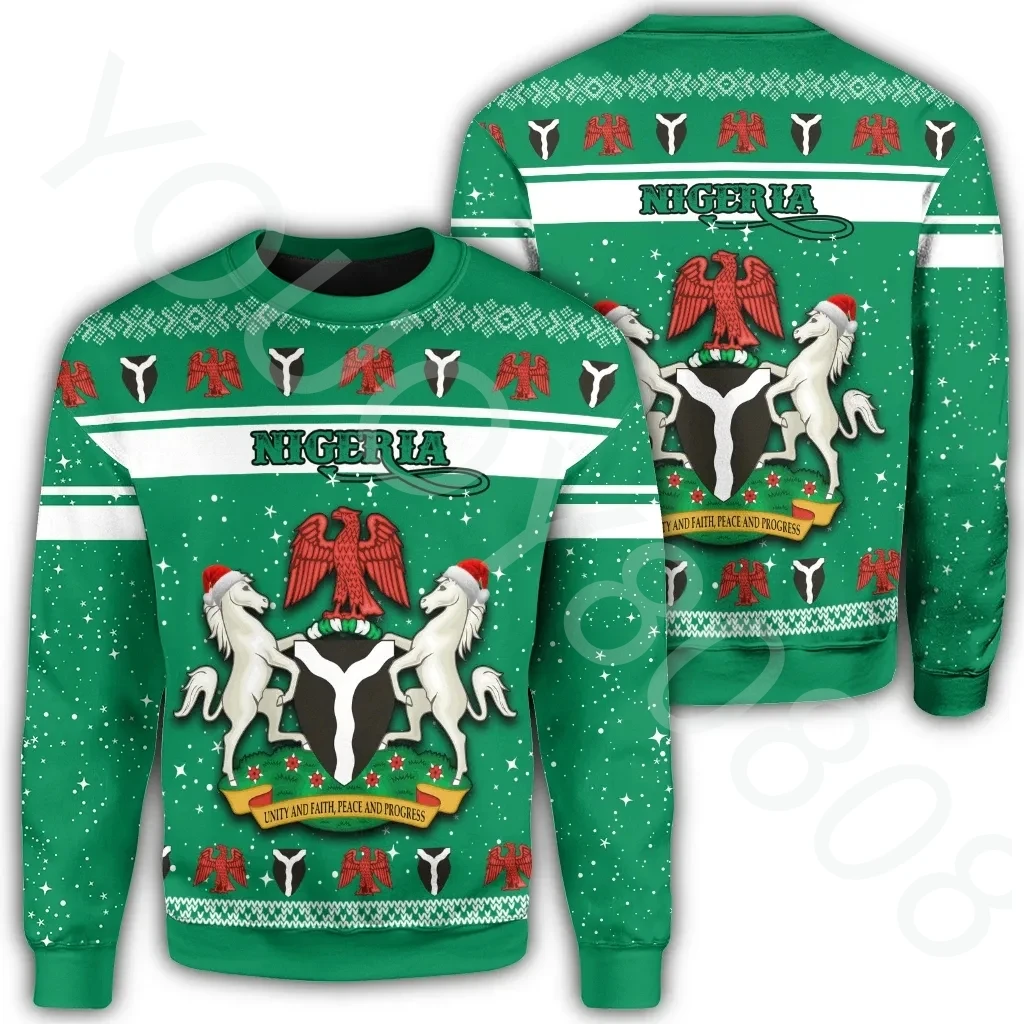 

Autumn and winter simple new men's sweater African Nigerian Christmas sweater style print retro Harajuku style sweatshirt