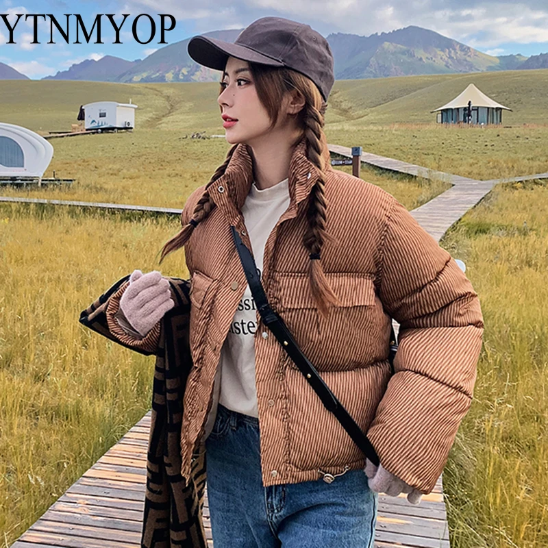 

Новая коллекция, парка, женская короткая модная теплая куртка с принтом, сезон осень-зима, Тонкая зимняя одежда с кулиской, парка, одежда YTNMYOP