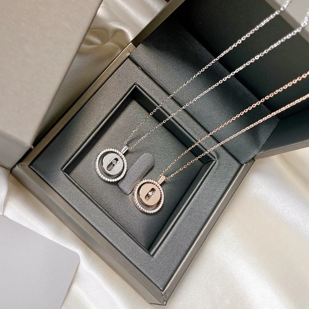 S925 sterling silver circular rotatable plaque, fashionable couple symbol necklace, Chinese temple lighting wishes for peace
