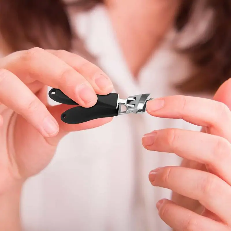 Curved Nail Clippers Anti Splash Fingernail Toenail Clippers Wide Jaw Opening Slanted Long Handle No Splash Fingernail Clippers 2