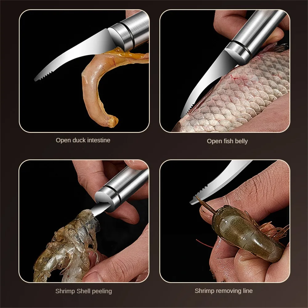 Description Picture 4 of itemNew Shrimp Peeler Knife 304 Stainless Steel Prawn Devein Peel Shrimp Knife Multifunction Lobster Shell Peel Tool Seafood Tool