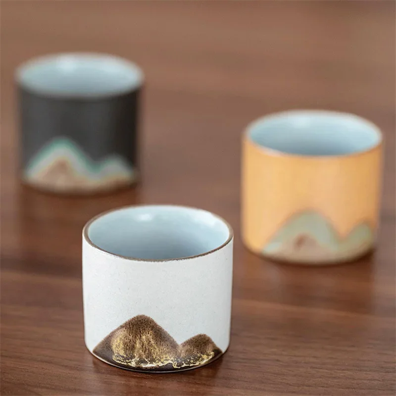 50ml/55ml Hand drawn mountain shape teacup Retro Ceramic Tea cup Kung Fu Tea Set Coffee Cup Small Water Cup Porcelain Teaware tea cup