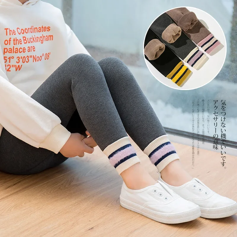 Baby Girls Winter Pants Plus Velvet Thickening Leggings Kids Warm Leggings Children Girl Skinny Pencil Pants Slim Warm Trousers