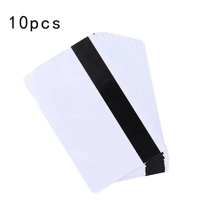 

E65A 10pcs White PVC Blank Card with Hico Magnetic Stripe Double Sided Printable for Member/Credit/Gift/Photo ID Badge Card