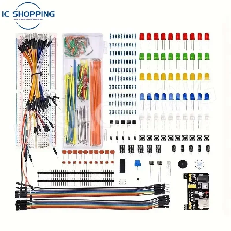 Arduino Electronics Kit 830Pcs DIY Electronics Starter Kit For Arduino UNO R3 Includes Breadboard Tie-points and Electronic Components arduino electronics kit
