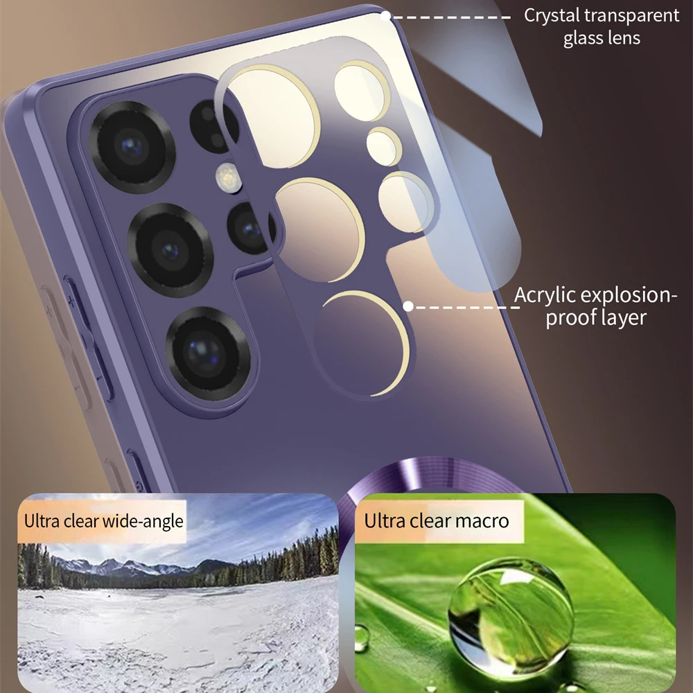 Frosted Magnetic Phone Case with Magsafe Glass Lens
