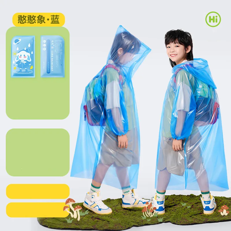5PCS Children's Portable Raincoat Travel Outdoor Rainwear Waterproof Boys Girls Disposable Camping Rain Cover Travel Supplies