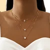 98638-5b3db4.jpg Collier Double couche étoile lune pour femmes, couleur argent, breloque délicate en Zircon, chaîne ras du cou en acier inoxydable, bijoux, nouvelle mode