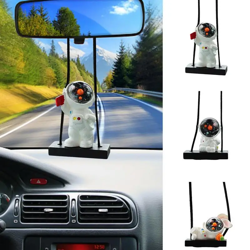 

Creative Astronaut Car Mirror Pendant Interior Rearview Mirrors Cute Swing Astronaut Pendant Spaceman Car Ornament For Dashboard