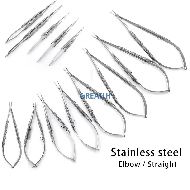 12.5cm/14cm/16cm/18cm Castroviejo Needle Holder with Lock Straight/Curved Tip Needle Clamp Ophthalmic Instrument 1pcs