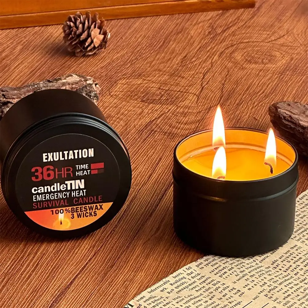 Smokeless Survival Candle with Lid for Outdoor Emergency
