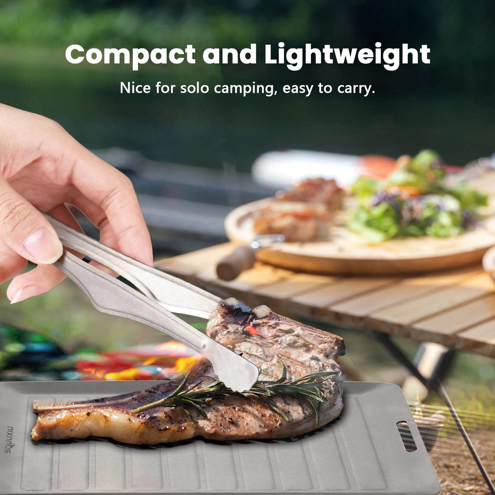 Camping Grill Pan & Tongs Set 6