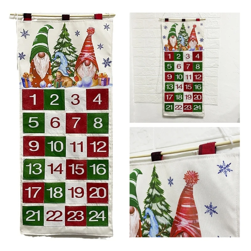 Fabric Christmas Advent Calendar Christmas Countdown Calendar with Pockets  for Small Gifts Home Wall Hanging Decoration - AliExpress