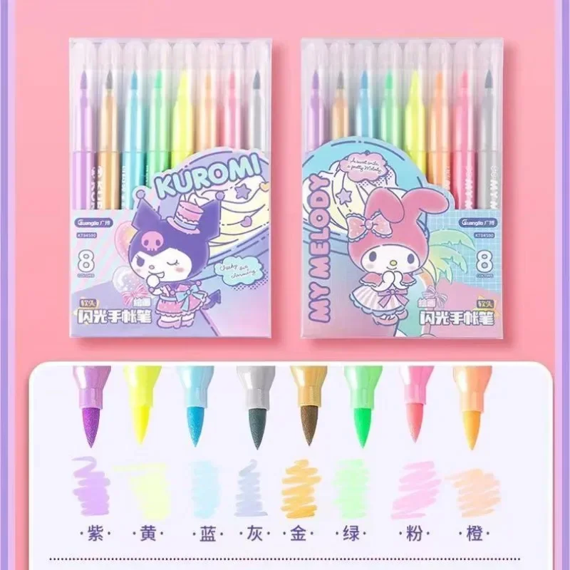 

Kuromi Sanrio My Melody Anime Kawaii Highlighter Cute Cartoon Students Stationery Draw Colored Water Pens Painting Brush Crayon