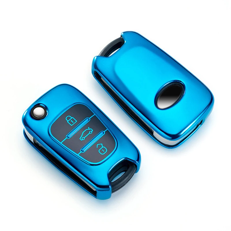 Ontto Cover Portachiavi TPU Tie-Dye Per Hyundai IX20 IX35 I20 I30 Elantra E Kia Ceed Sportage Rio Sorento - Blu Sfumato - 4