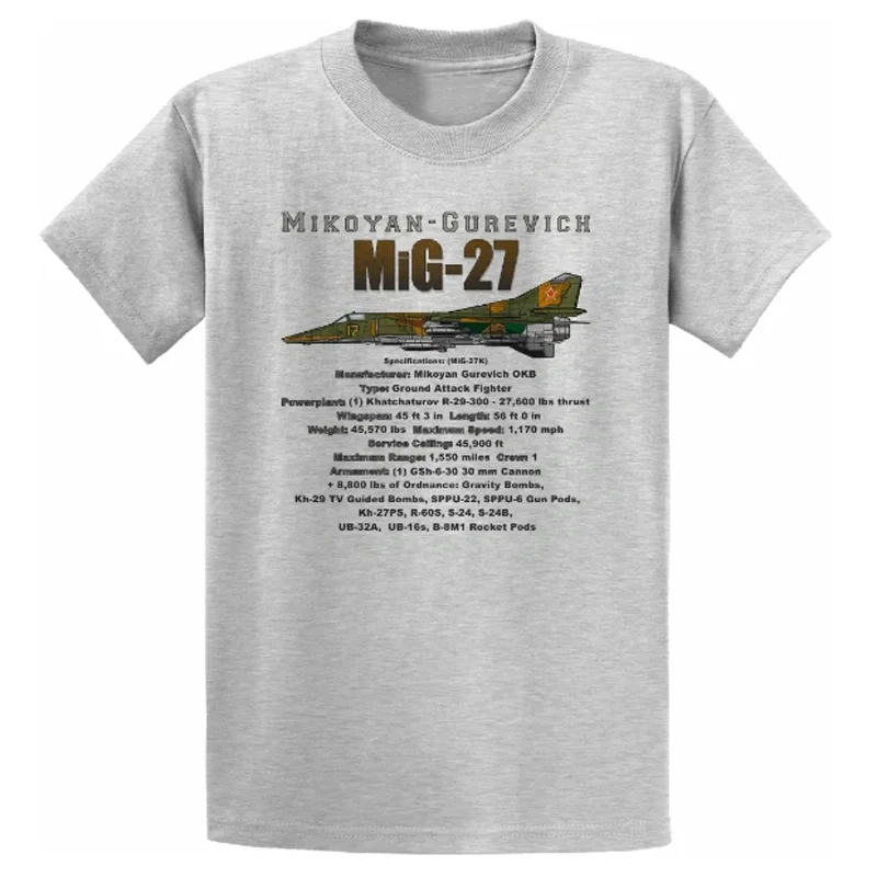 

Soviet Russia Mikoyan MiG-27 Ground-attack Aircraft T-Shirt New 100% Cotton O-Neck Short Sleeve Casual Mens T-shirt Size S-3XL