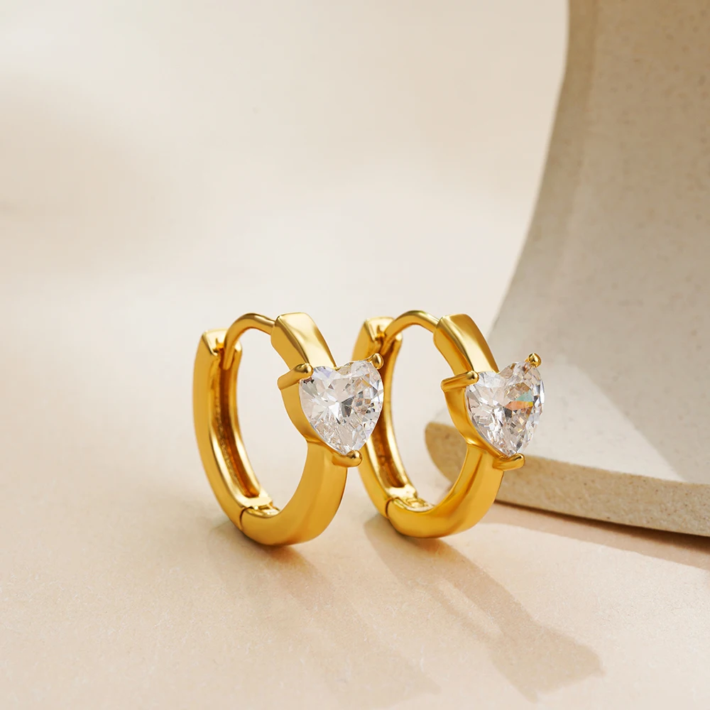 Fashion Love Heart Zircon Circle Round Hoop Earrings Women Geometric CZ Pearl Drop Earring Dainty Huggie Ear Jewerlry Wholesale