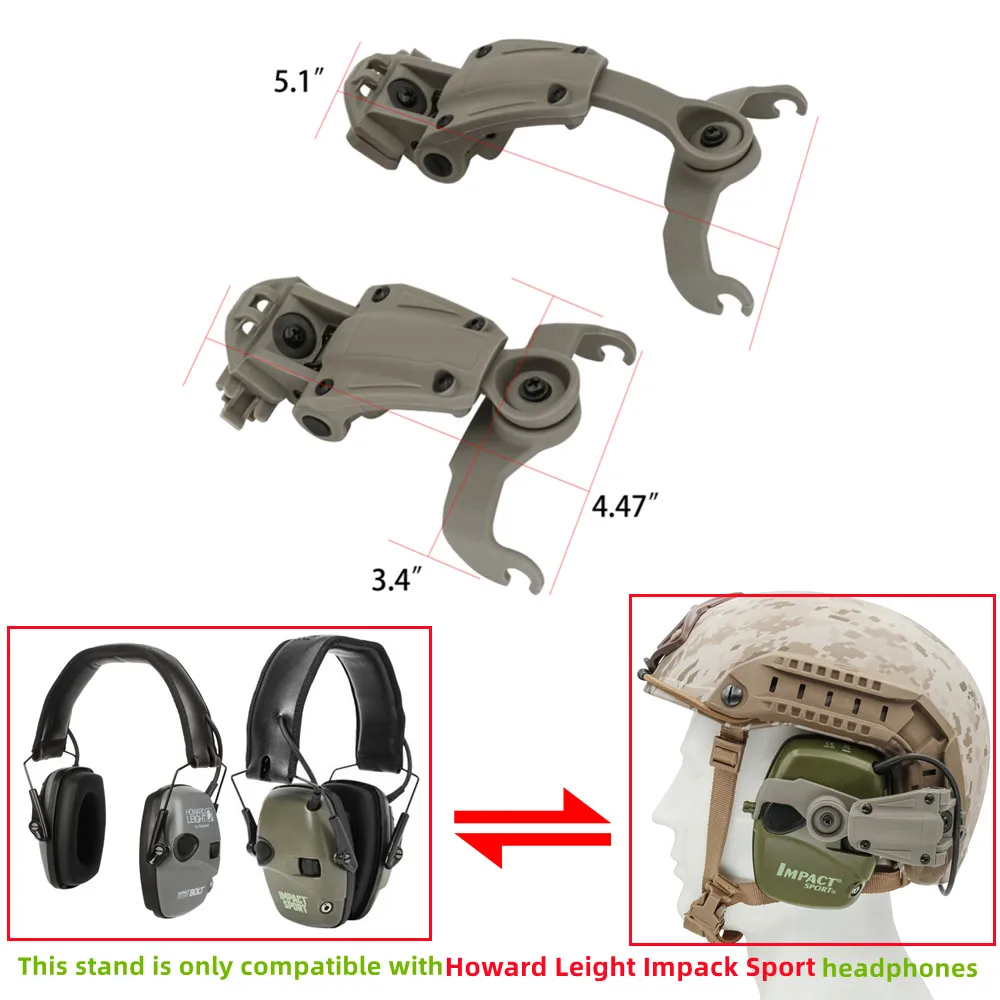 HEADSET Bracket Howard Leight ARC Rail Adapter for Howard Leight By Honeywell Impact Sport Electronic Shooting Earmuff, Green