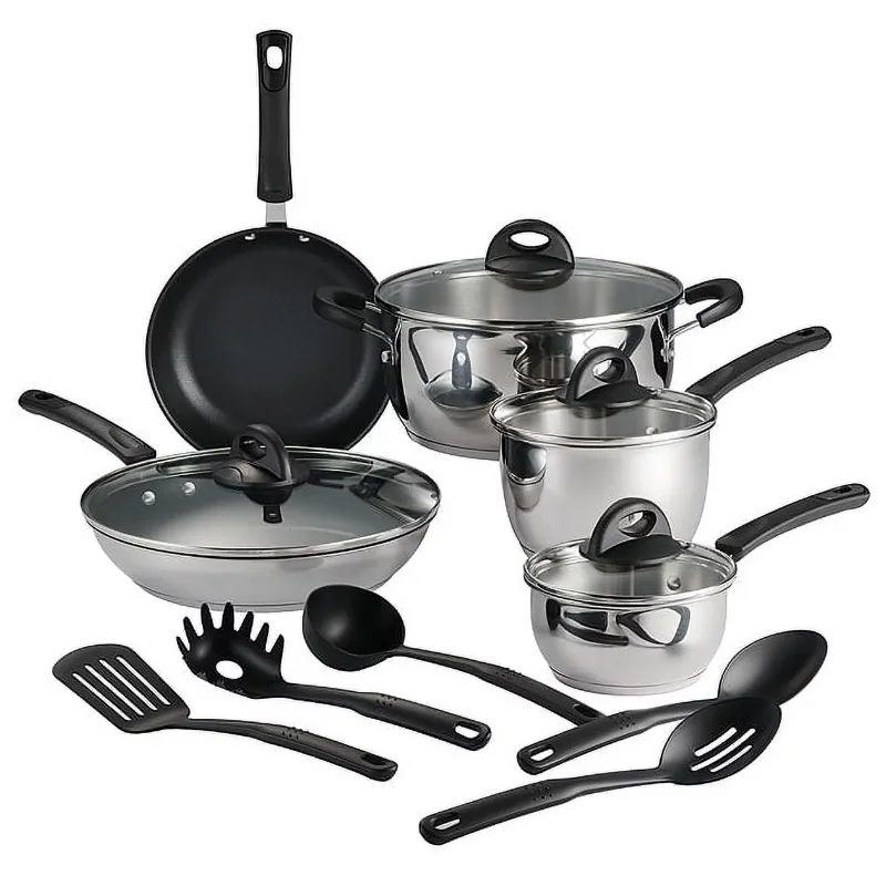 

Everyday 14 Pc Stainless Steel Tri-Ply Base Cookware Set Kitchen Cookware Set