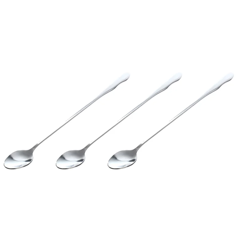 AA81-3 Pcs 10 Inch Stainless Steel Tableware Long Handle Scoop Teaspoon