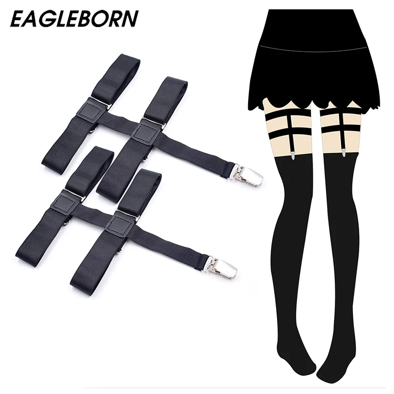 

EAGLEBORN Pantyhose Strap Stockings Anti-slip Garter Metal Clip Black Women Suspenders Braces Sexy Bandage
