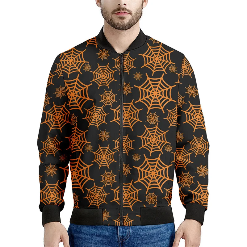 thumbnail image 1 of Chaqueta con cremallera y estampado 3D de telaraña de colores para hombre y mujer, sudadera con personalidad, abrigo holgado, chaqueta bomber de manga larga con cremallera, 1 of 4