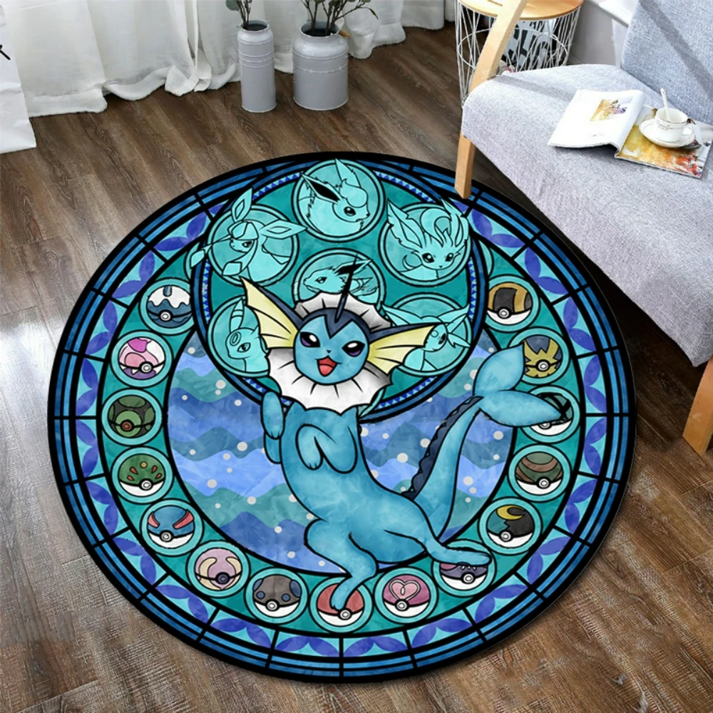 Pokemon Sylveon Round Rug - Elegant Floor Mat for Living Room and Gaming Chair Decor