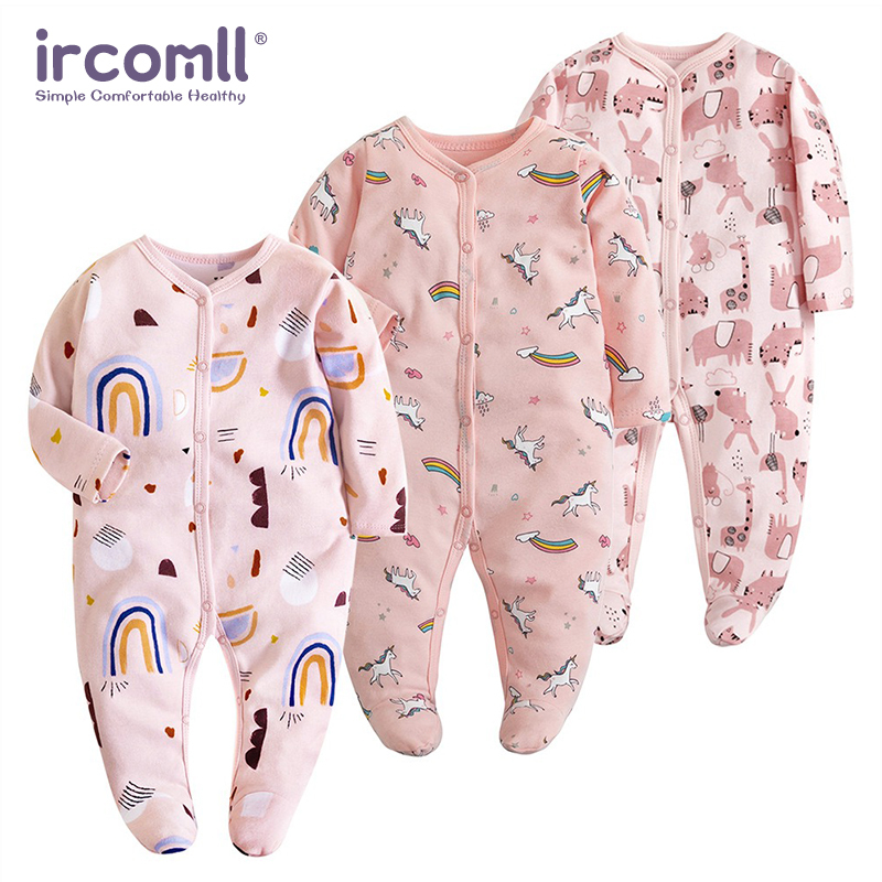 Ircomll Spring Summer 0-12M Newborn Baby Jumpsuits Cartoon Toddler Boy Clothes Bodysuits & One-Pieces For Girls Baby Pajama