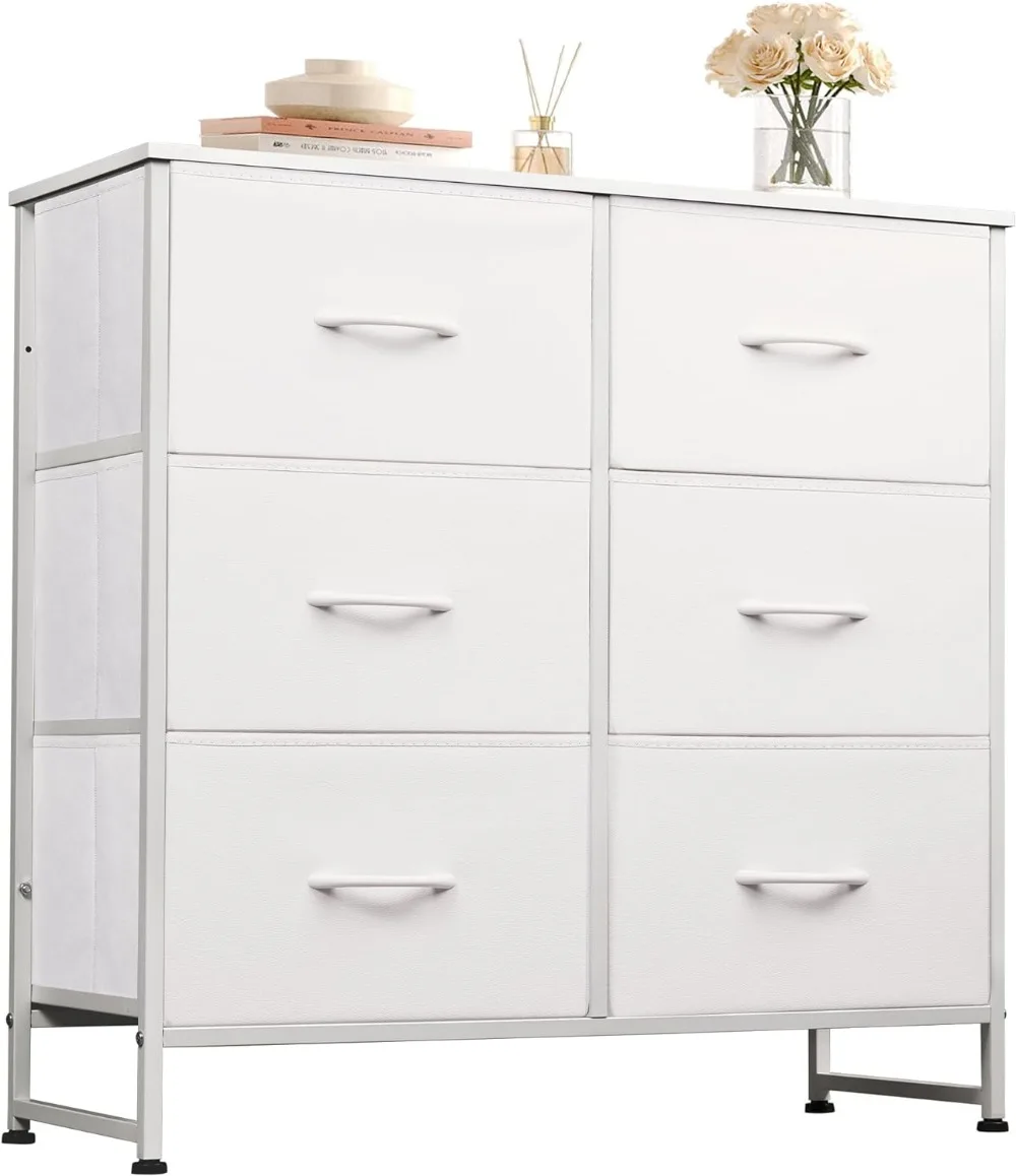 

WLIVE Fabric Dresser for Bedroom, 6 Drawer Double Dresser, Storage Tower with Fabric Bins, Chest of Drawers for Closet