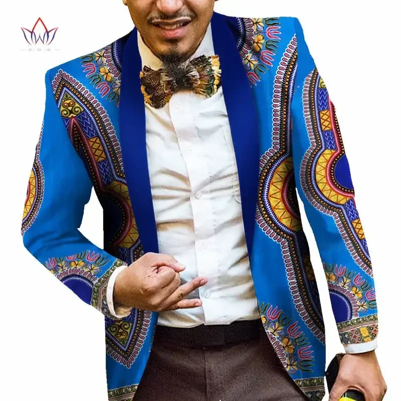 Men African Clothes Print Blazer Jackets Long Sleeve Trendy Slim Fit 6XL WYN184